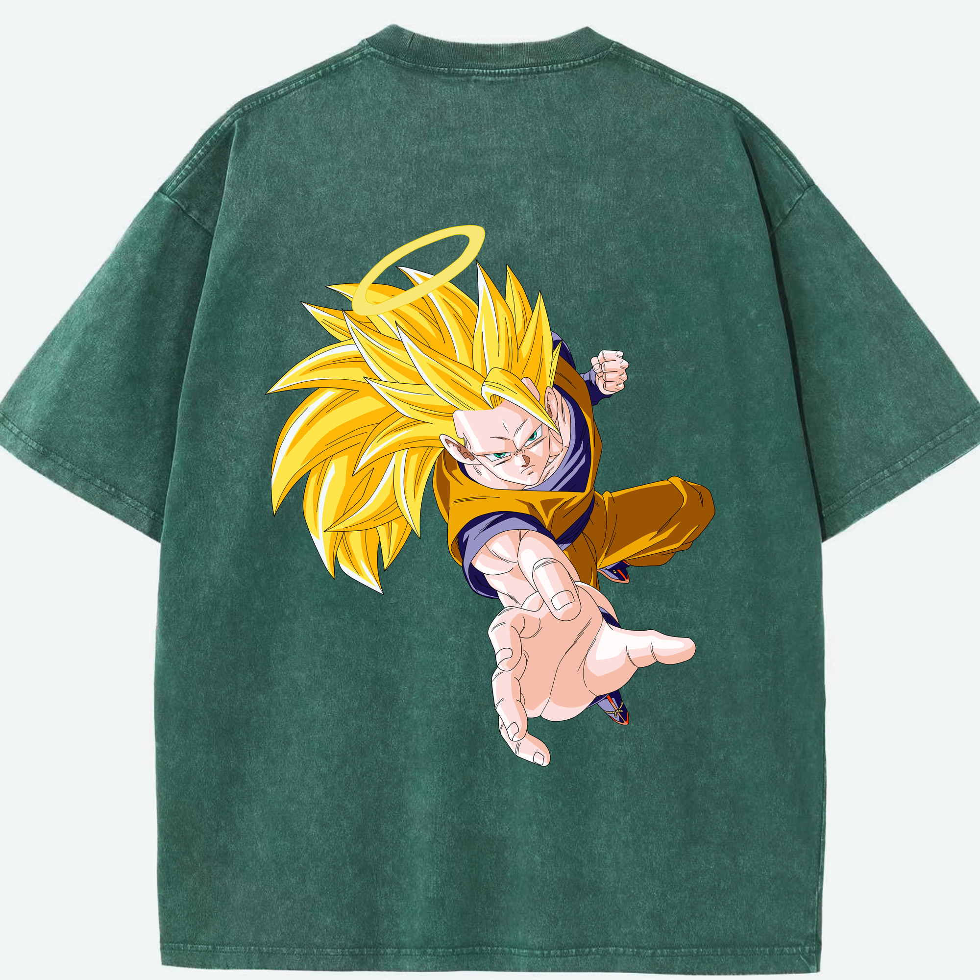（画像用） ドラゴンボール 孫悟空（そん ごくう）Son Goku カカロット DRAGON BALL Kakarotto 綿100% ヴィンテージ風 半袖Tシャツ（背面プリント）